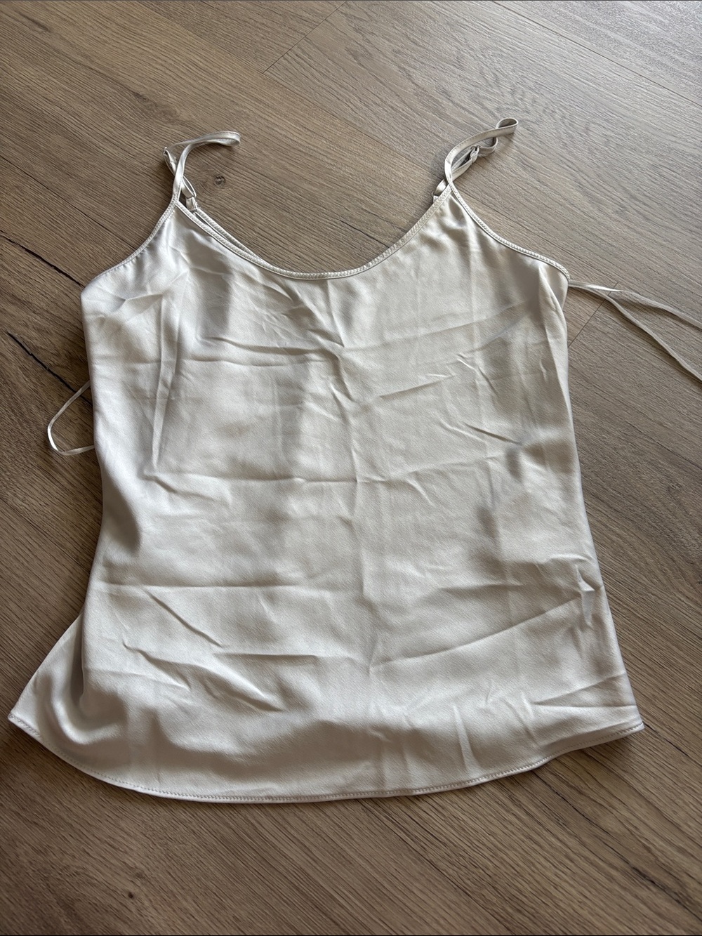 Zara Cream Satin Spaghetti Strap Cami Top